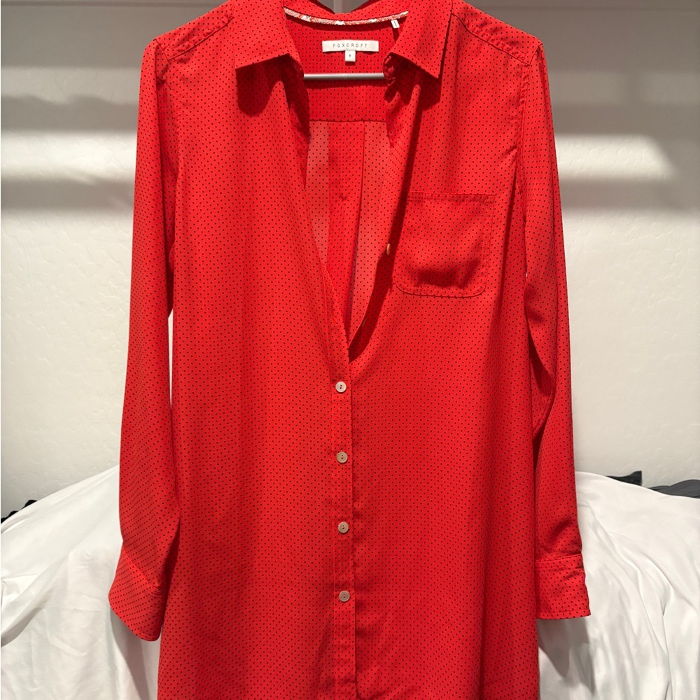 Foxcroft Red Polka Dot Blouse